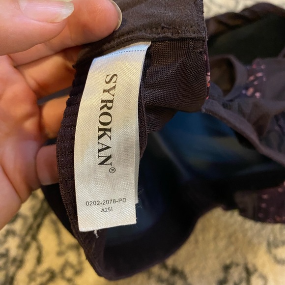 Syrokan 32H High Impact Sports Bra ⭐️⭐️⭐️⭐️⭐️ purple paint splatter Velcro strap - Picture 2 of 9